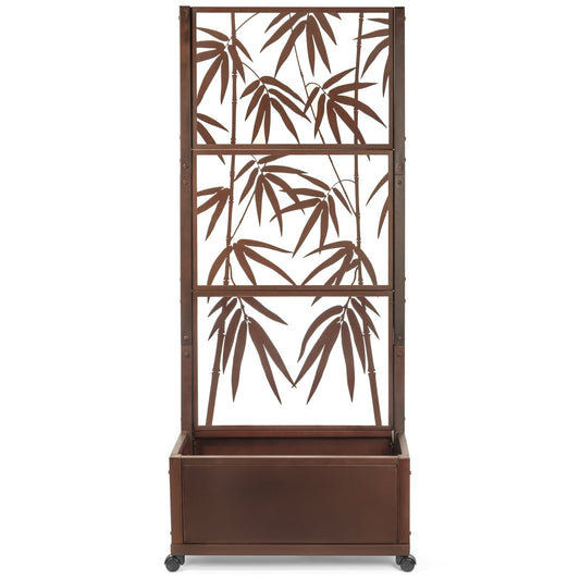 H Potter trellis planter front view — laser-cut bamboo pattern, outdoor/indoor screen for patio or deck, USA