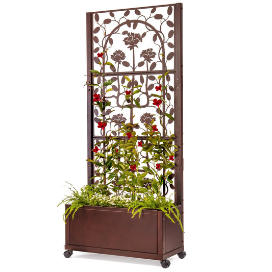 H Potter planter box with metal trellis, privacy screen for patio, deck, or balcony
