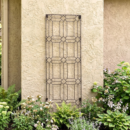 H Potter Diamond Wall Trellis - Iron Garden Screen Panel on stucco house