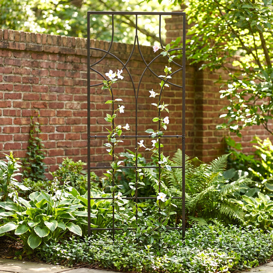 H Potter black trellis garden art