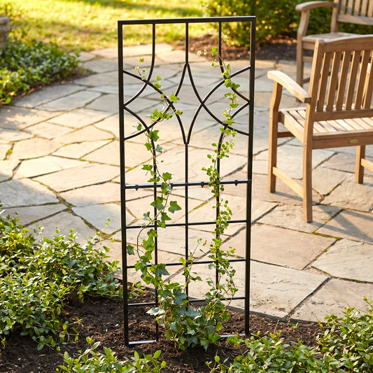 H Potter metal garden trellis on stone patio