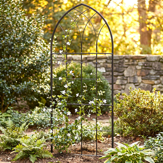 H Potter black metal gothic garden trellis with vines