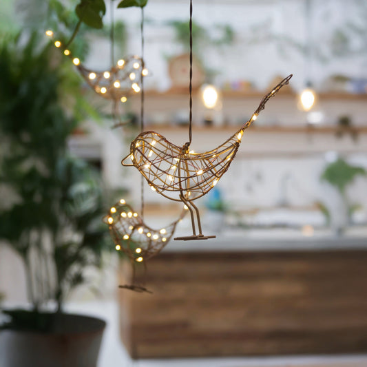 H Potter Hanging Solstice Sparrow with led lights 