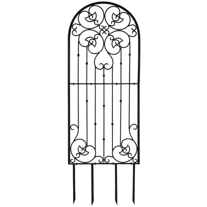 H Potter scrollwork metal trellis in black, supporting climbing roses