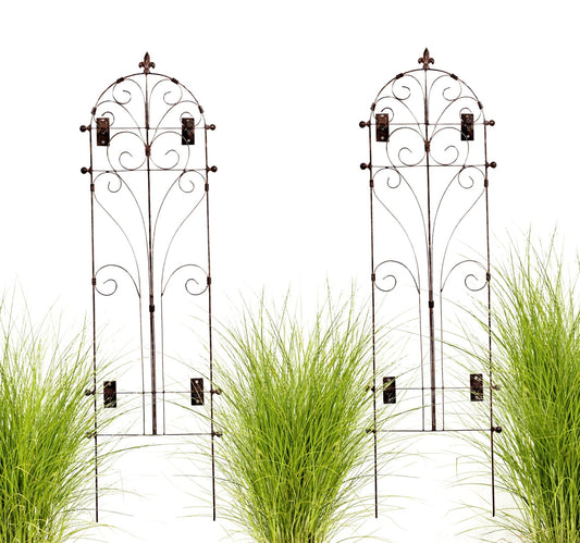 H Potter Set of 2 Italian Iron Trellis with Wall Art Mounting Brackets