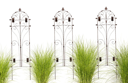 H Potter Set of 3 Italian Iron Trellises with Wall Art Mounting Brackets