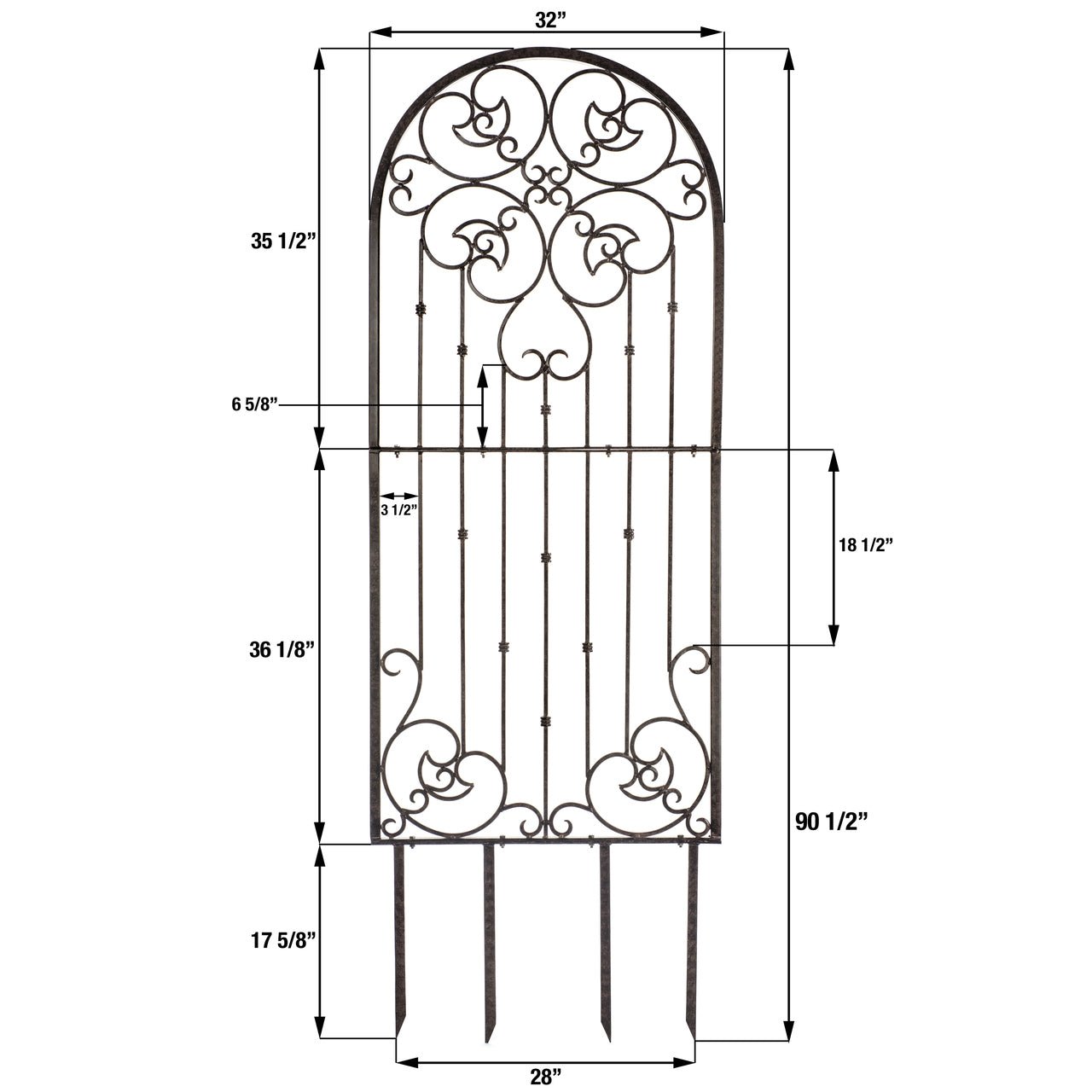 H Potter Garden Trellis Heavy Scroll Metal Decoration dimensional