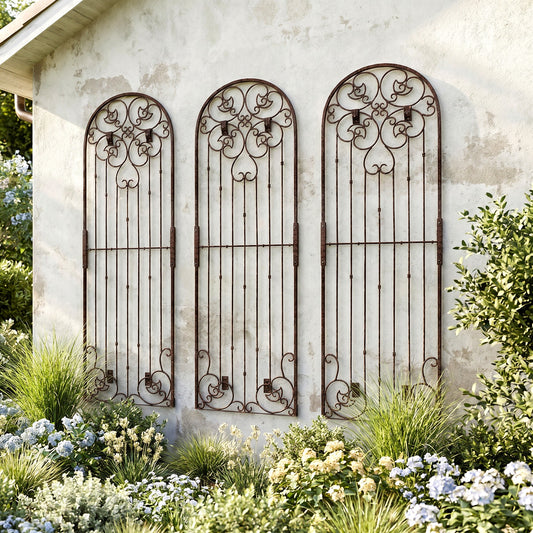H Potter Legacy Wall Trellis - Set of 3 – 8 Ft Tall on a house metal wall art