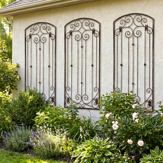 H Potter set of 3 lenox estate garden wall trellises on a house