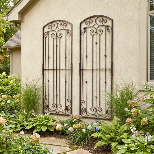 H Potter brand lenox estate wall trellis set of 2 on a stucco house