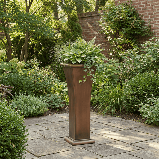 H Potter Ashford planter on stone patio